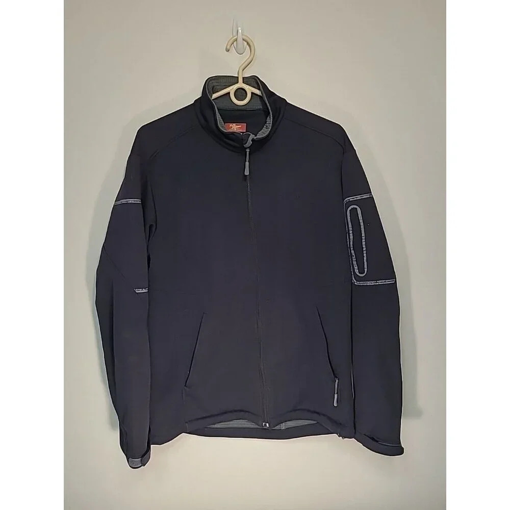 RM Williams Jacket Mens Medium Black Fleece Zip Pockets Logo Western